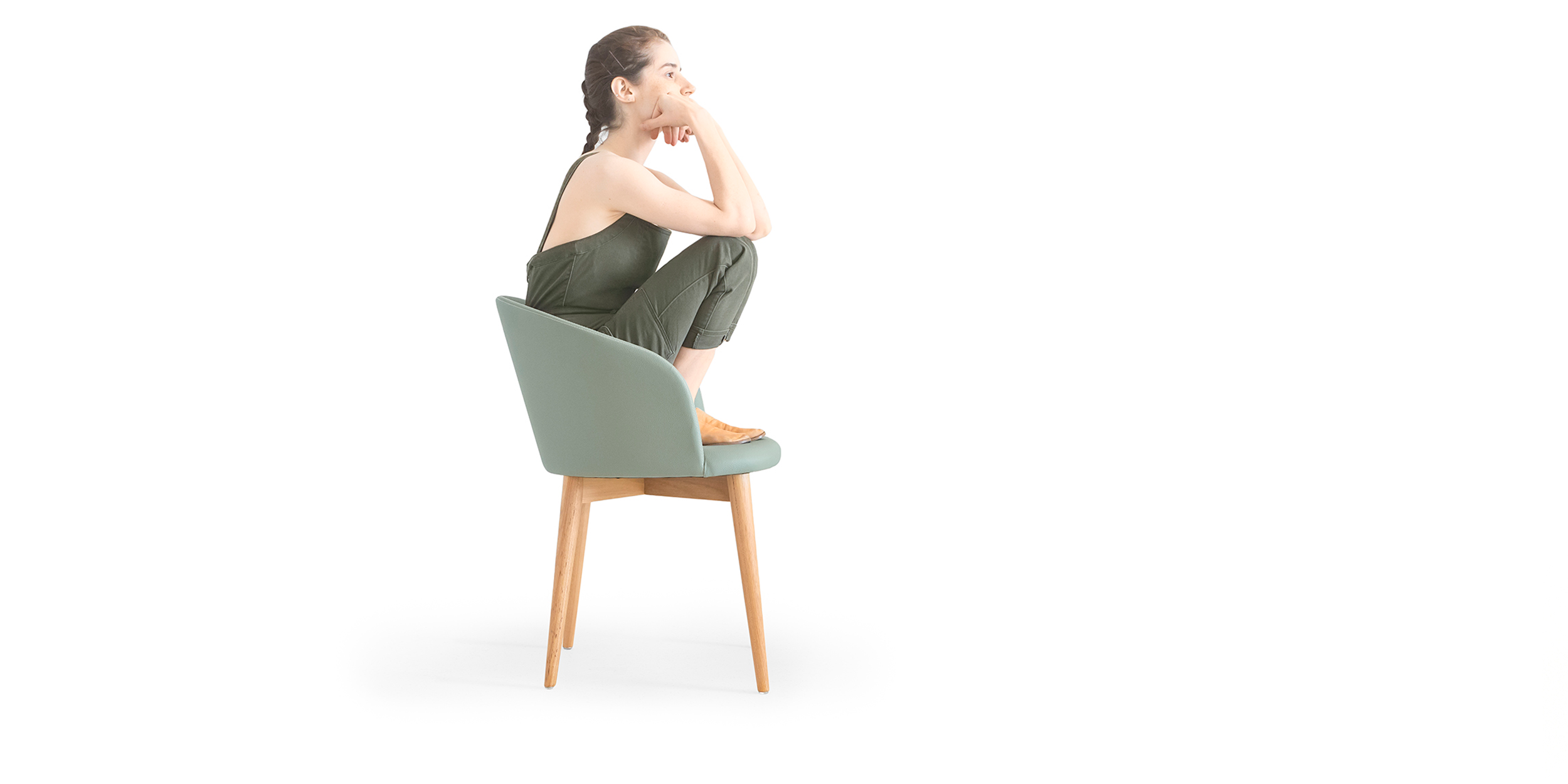 SOFA IBERE CHAISE - - - MODULO PONTA ESQUERDA - - - TECIDO ECOSIMPLE - ECOSIMPLE-1391-6.935.09010 ATLANTA - CRU LINHO/VERDE MUSGO