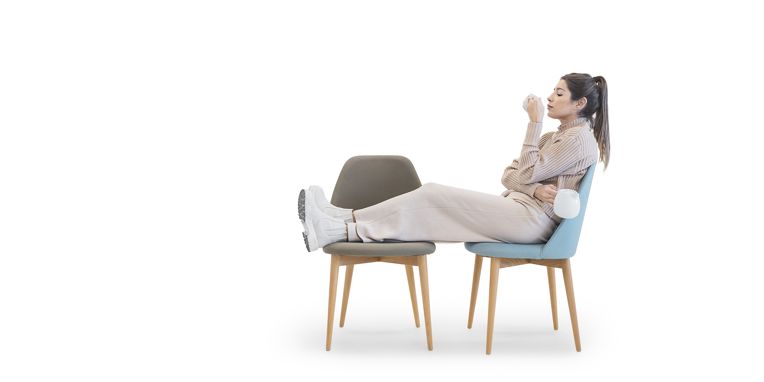SOFA IBERE CHAISE - - - MODULO PONTA ESQUERDA - - - TECIDO ECOSIMPLE - ECOSIMPLE-1391-6.935.09010 ATLANTA - CRU LINHO/VERDE MUSGO