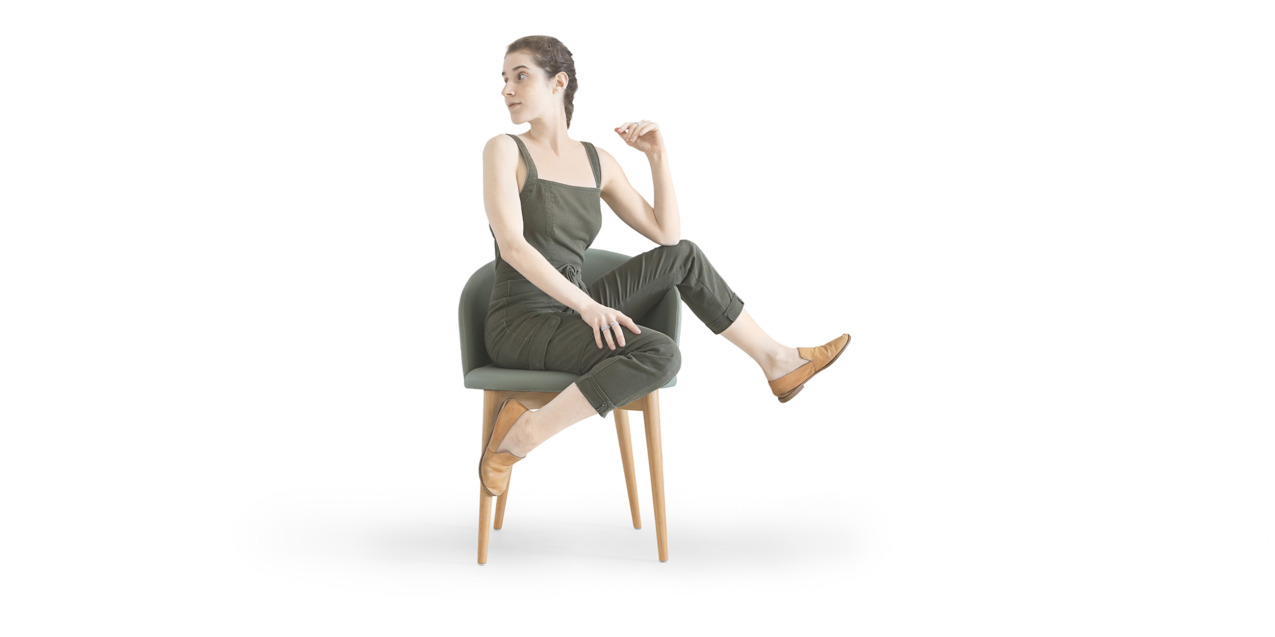 SOFA IBERE CHAISE - - - MODULO PONTA ESQUERDA - - - TECIDO ECOSIMPLE - ECOSIMPLE-1391-6.935.09010 ATLANTA - CRU LINHO/VERDE MUSGO